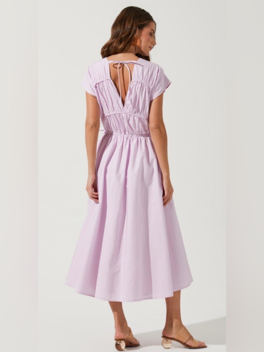 NWT [ASTR The Label] Lilac Flowy Multi Tie V-Neck Cap Sleeve Dress Women’s S - Picture 3 of 12